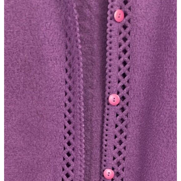 Cherokee Purple Cardigan Perforated Button Up Knit Sweater Size XL Soft Cozy Top - Picture 14 of 16